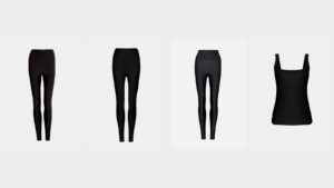Legging Lycra Classic Preta + Calça Prada Cavalier Preta + Legging Lycra Classic Granito + Regata Lycra Classic Preta da Forlegs em composição sobre como lavar peças de lycra