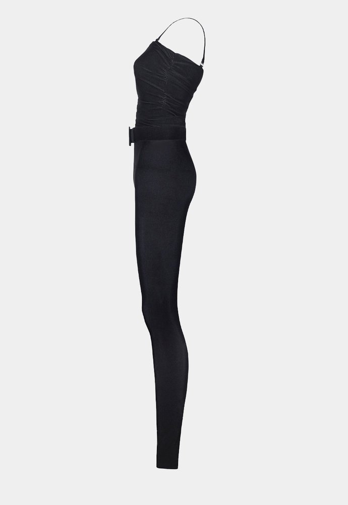 Macacão Lycra Bardot Preto da Forlegs vista de lado